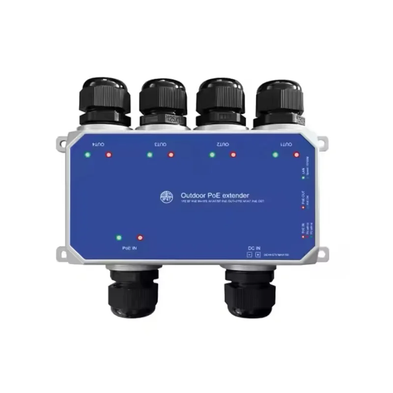 IP67 Outdoor Waterproof 4 Ports Gigabit POE Repeater 1 in 4 Out Af/at/bt 90W POE++ Extender