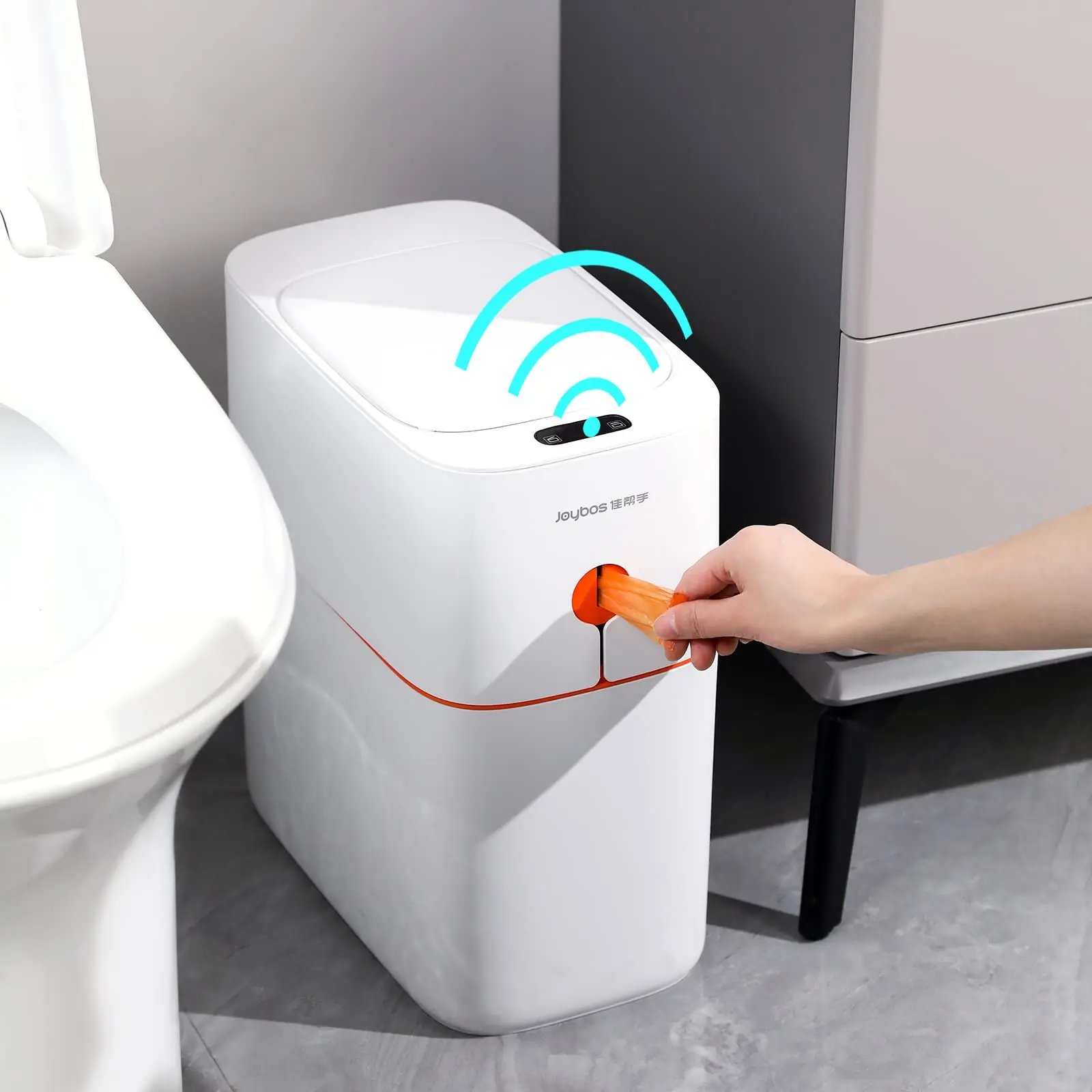 

Smart Induction Trash Can IPX5 Waterproof Automatic Motion Sensor Trash can for Bathroom Bedroom Home Office Odorless