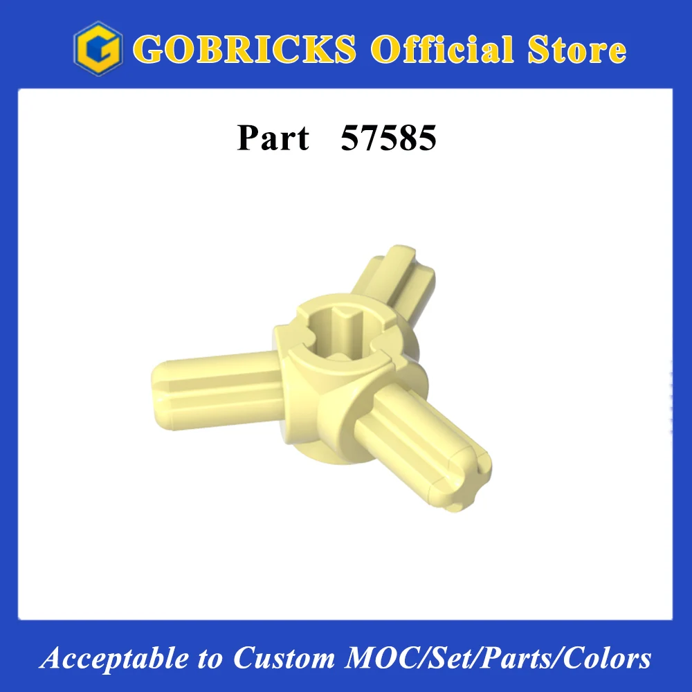 Gobricks 1PC 57585 Technic Axle Brick Connector Hub with 3 Parts Axles at 120° Small Blocks Universal Building Blocks Party Gift