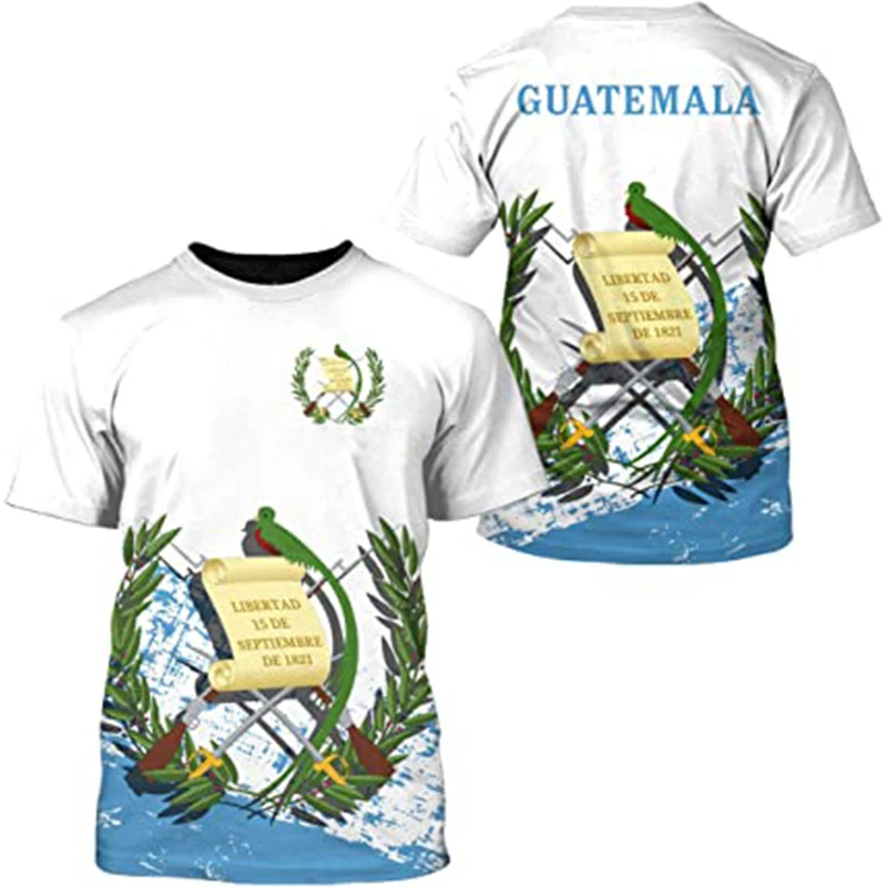 

3D Print Guatemala National Flag T-shirt For Men Short Sleeve Oversized Tees Top Streetwear Men O Neck Hip Hop Tshirt Homme