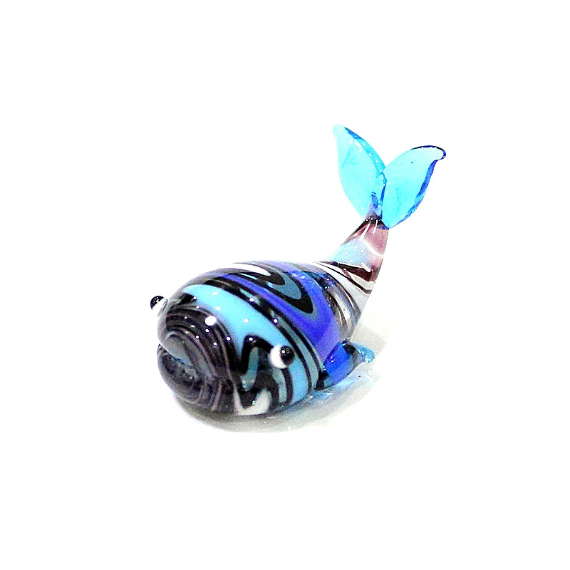 New Cute Whale Mini Figurine Glass Ornaments Colorful Sea Animal Tiny Statue Home Desktop Fairy Garden Aquarium Fish Tank Decor