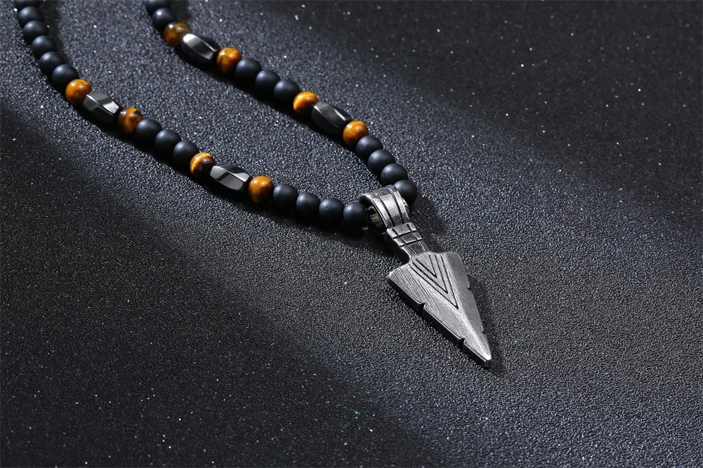 HERREN SCHWARZE CARNELIANISCHE STEIN ROSAIRPERLEN-HALSKETTE CROSS CRUCIFIX KATHOLISCHER MÄNNLICHER SCHMUCK – Detail 18