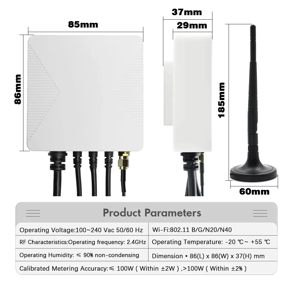 Tuya WiFi ZigBee Smart Energy Meter KWh Power Monitor 3 Phase Single Phase 500A 300A 200A 120A 80A Clamp Current Transformer