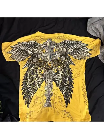 Retro xtreme asa de anjo masculino amarelo manga curta harajuku high street moda americana camiseta homem feminino verão topos