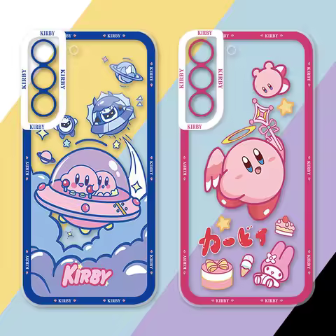 Cute K-Kirby Cartoon Phone Case For Samsung Galaxy S24 S23 S22 S21 S20 FE Ultra 5G S10 A11 A10S A10 A03 A02 Note10 Plus Cover