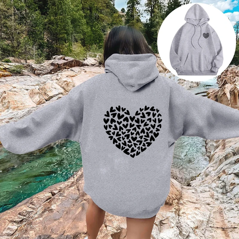 Love Printed Women Aesthetic Hooded Trendy Casual Plus Size Sweatshirt Female High Quality Pullover Autumn Winter Warm Hoodies