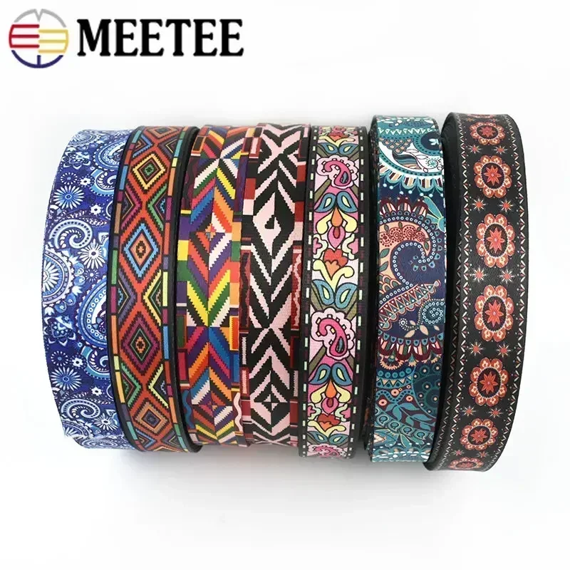 5 Meter 38 mm bedrucktes Nylongewebe Boho Taschengurt Band Handtaschengriff Ledergürtel Schrägband DIY Nähmaterial Zubehör