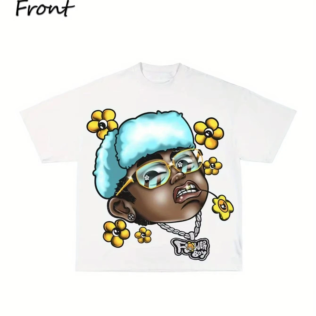 

American Hip Hop Men's Y2K Pattern Printing 100% Cotton T-shirt Summer New Men's and Women's Retro Fashion Streetwear
