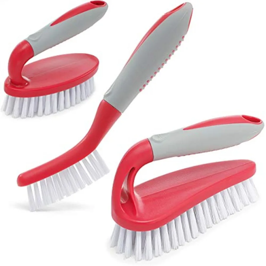 

Scrub Brush Set of 3pcs - Cleaning Shower Scrubber with Ergonomic Handle and Durable Bristles - Grout Cleaner Brush - Scrub Bru