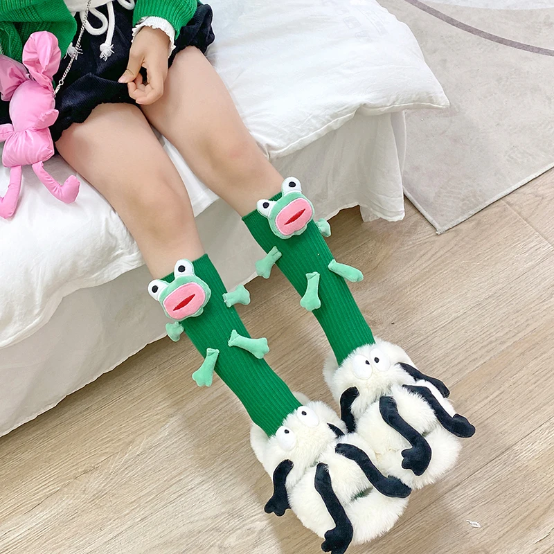 Cartoon Funny Frog Children's Socks Funny Women's Trend Models Ugly Cute Calf Socks For Outside Wear Cute Socks Holiday Gifts