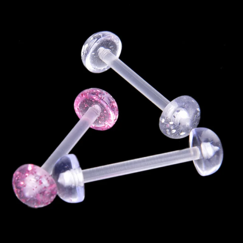 5Pcs/lot Nipple Piercing Tongue Soft Acrylic Half Clear Ball Tongue Piercing Tongue Rings Langue Tongpiercing Jewelry