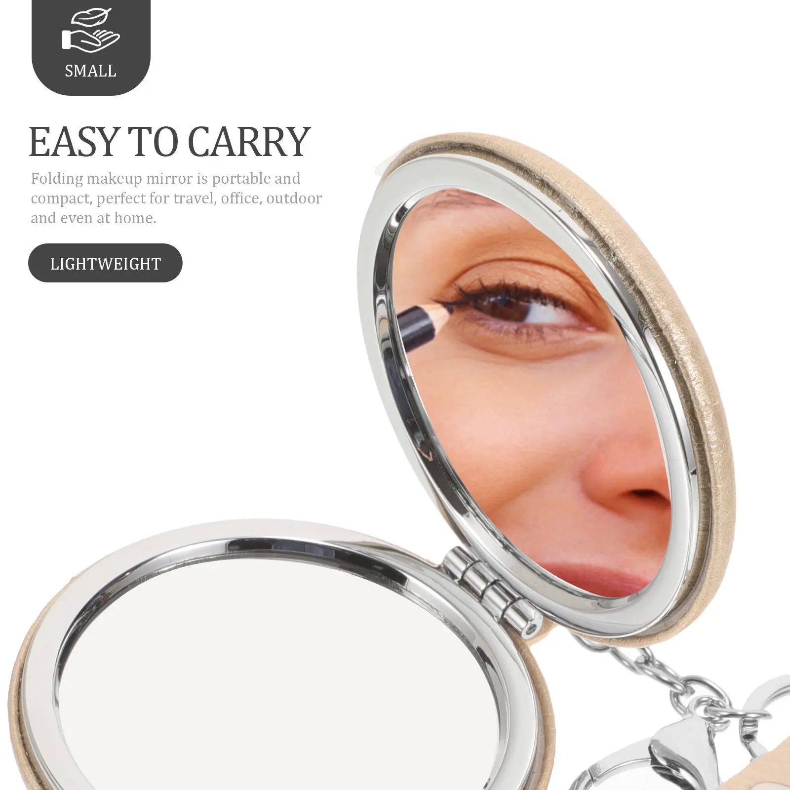1Pcs Portable Mini Makeup Mirror Double-Sided Folding Keyring Vanity Mirror Pendant Keychain Pendant Keyring Ornaments