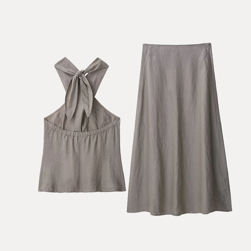 

Женская висячая юбка-миди с жилетом Ne, комплект из двух предметов, полиэфирное волокно, юбка трапециевидной формы Ci Walk ort Sve round Ne