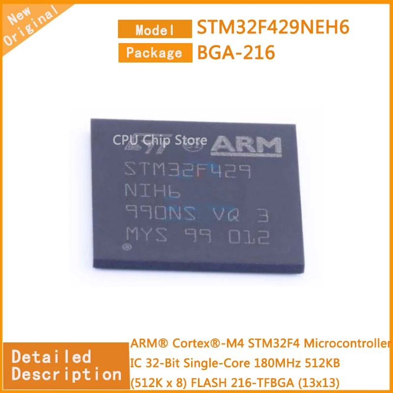 1~5Pcs New Original  STM32F429NEH6  STM32F429 Microcontroller IC 32-Bit Single-Core 180MHz 512KB (512K x 8) FLASH 216-TFBGA