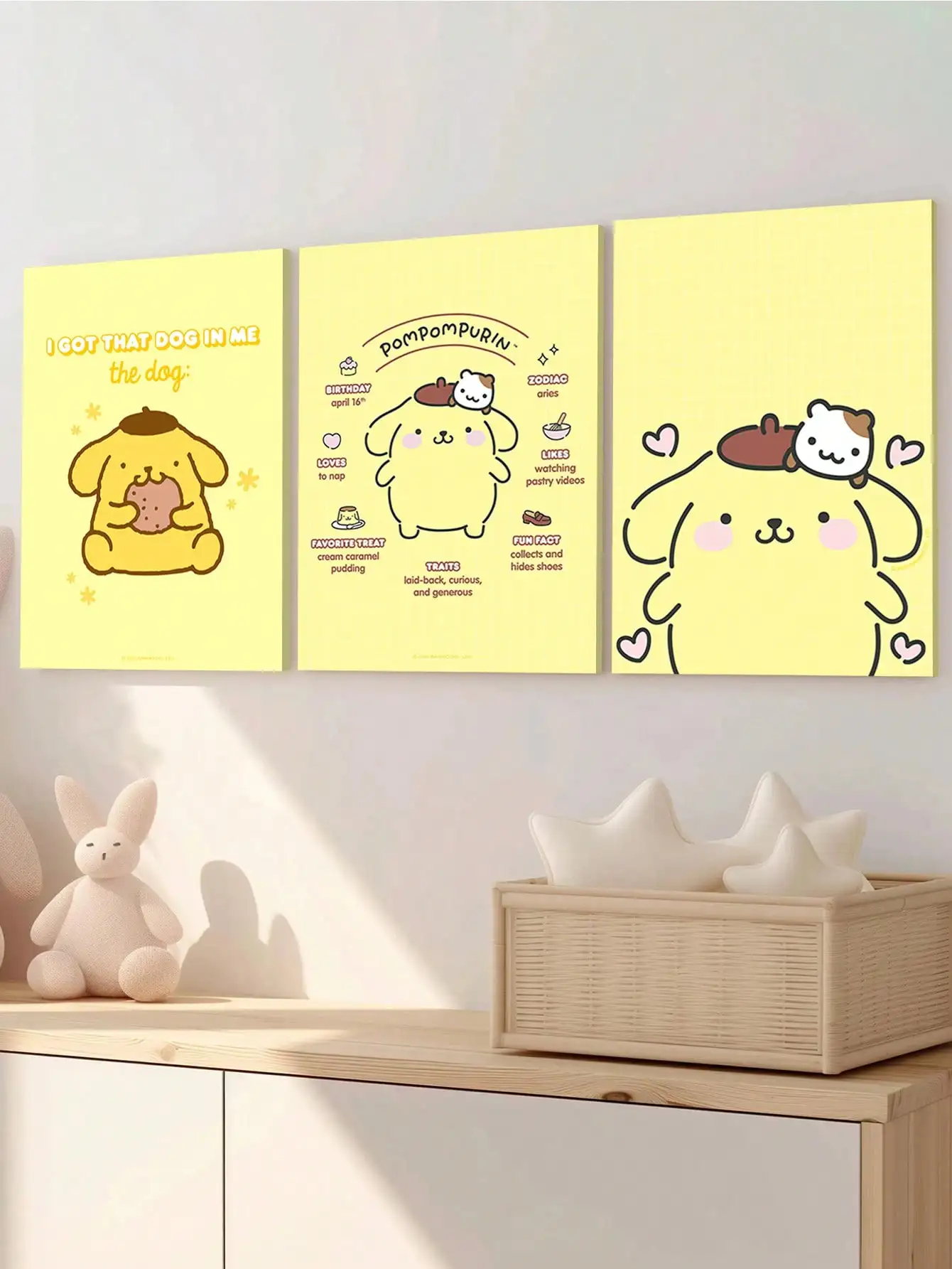 

Modern Sanrio Pompompurin Anime Cute Cartoon Poster Canvas Painting Art Paper Coffee House Bar Room Wall Decor Girls