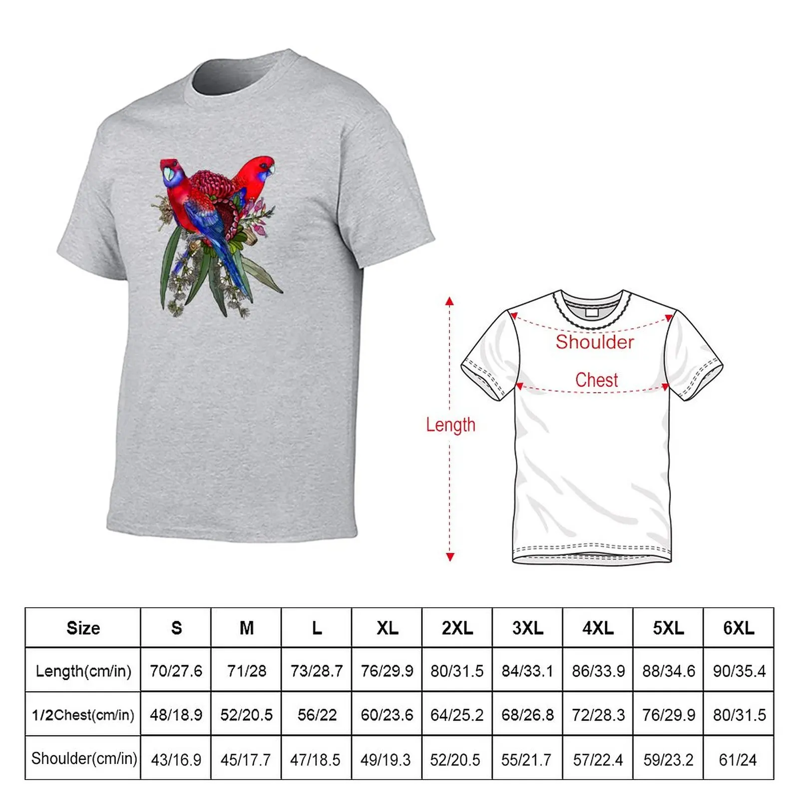 Australian Crimson Rosella T-Shirt funny t shirt Short t-shirt Blouse animal print shirt for boys mens plain t shirts