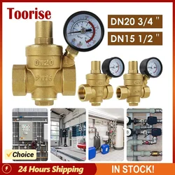 Water Pressure Reducer 3/4inch DN20 Brass Water Pressure Regulator Valve 1/2inch DN15 Adjustable Pressure Reducer Pressure Gauge