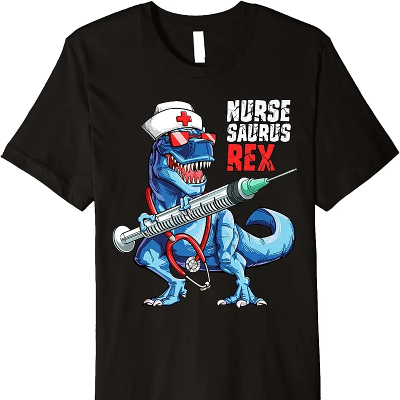 Nurse Saurus  Nursing Nurse Saurus T Rex T-shirt Summer Funny Cartoon Graphic T Shirts Women Men Fashion Camisetas Streetwear