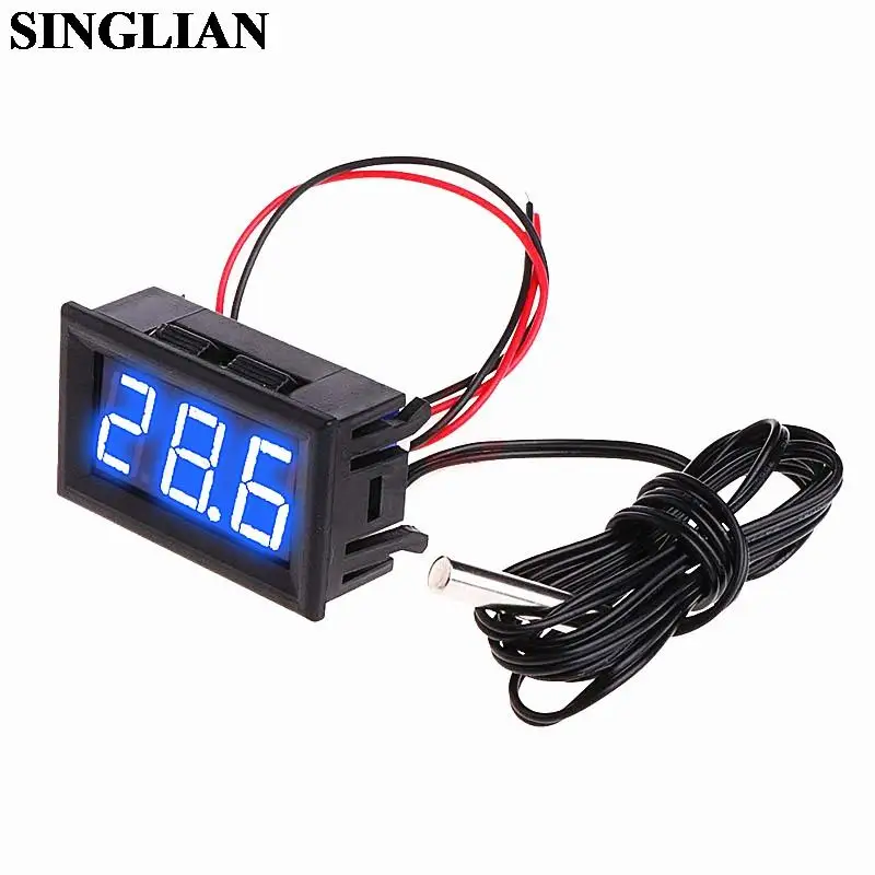 12V Electronic Thermometer LED Digital Display Thermometer Fish Tank Refrigerator Water Temperature Gauge With Waterproof