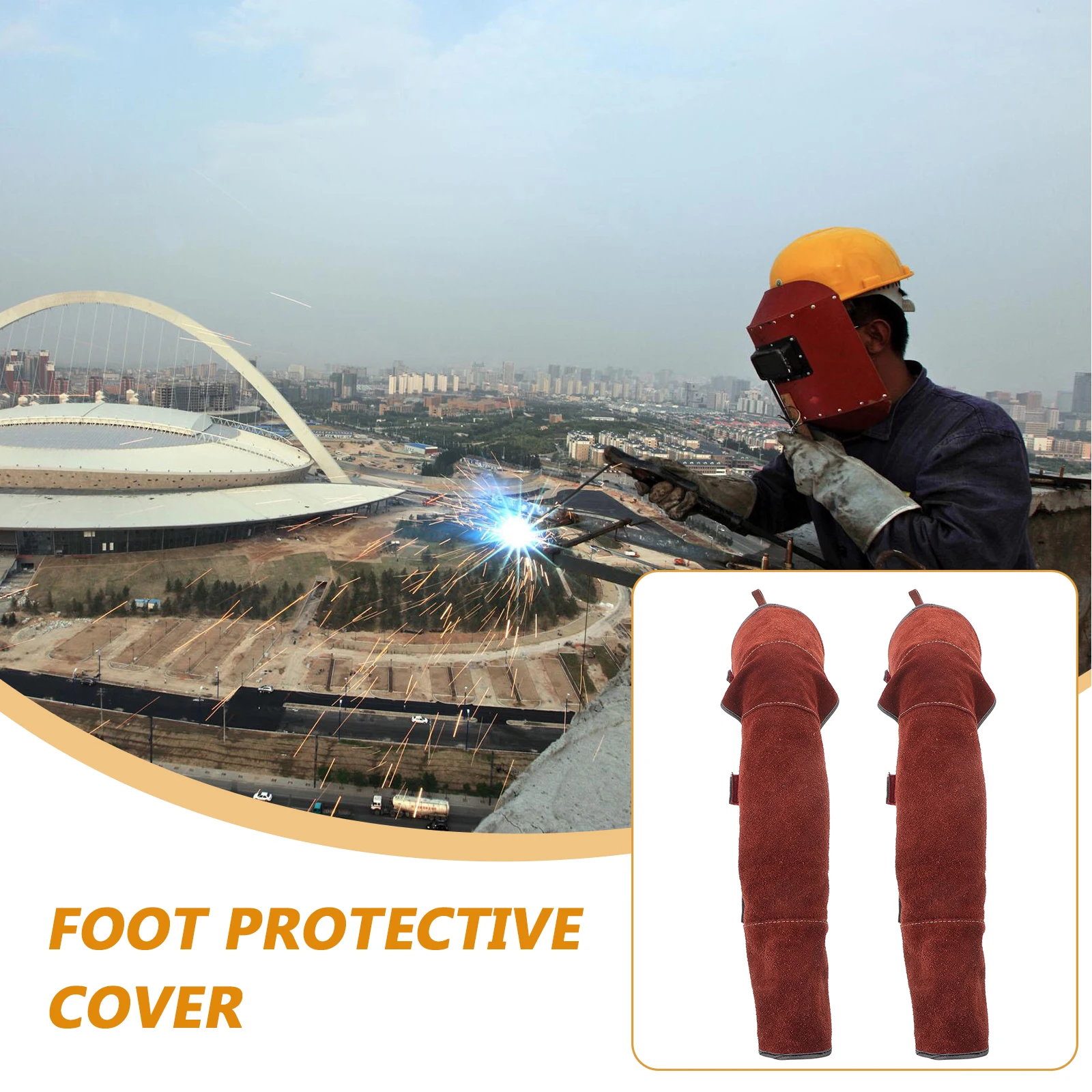 

Welding Knee Pads Long Brown Protective Cover Anti- Material Breathable Design Spat Work Leg Protector