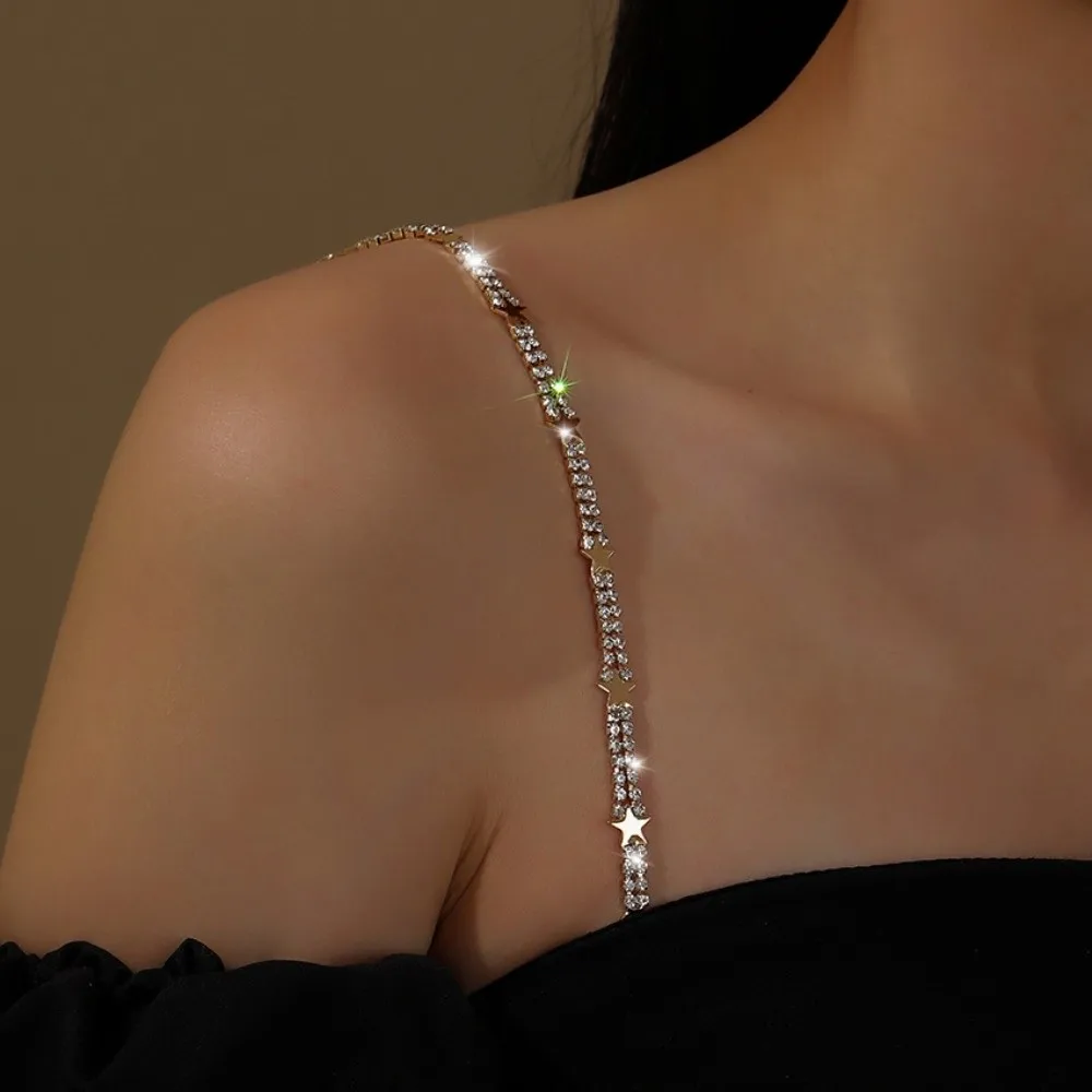 

Off-the-shoulder Rhinestone Bra Straps Removable Sparkling Rhinestone Bra Shoulder Belts Adjustable Decorative