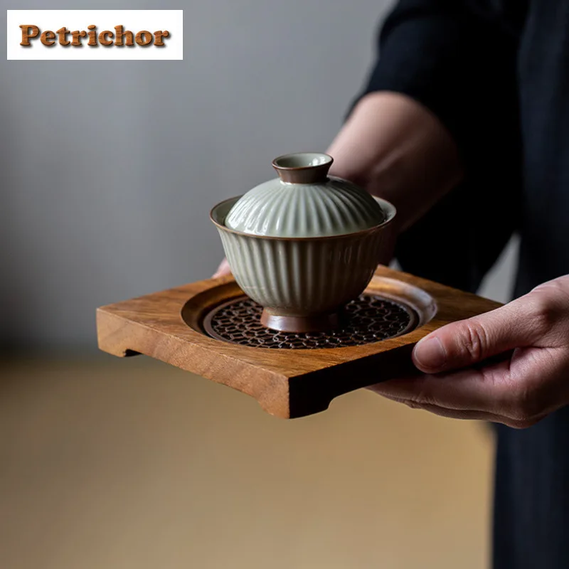 الجوز وعاء من الخشب الصلب تحمل حامل فنجان القهوة دعم الجاف تمرغ الجدول صينية الشاي الوقايات الفاكهة طبق للوجبات الخفيفة خدمات الشاي هدية #6