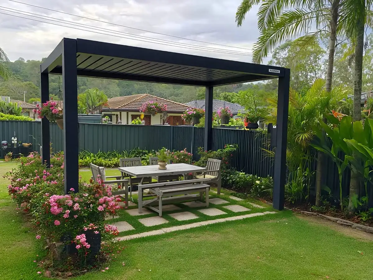 Customized Durable Pavilion Windproof Matte Finish Spacious Outdoor Gazebo with Electrical Control Louver Window Pergola