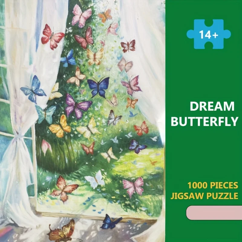 

1000-детальный бумажный пазл «Мечтательная бабочка» для взрослых: искусство, релакс и творчество | 27,6 x 19,7 дюймов. Идеальный рождественский подарок, декор для офиса и дома.