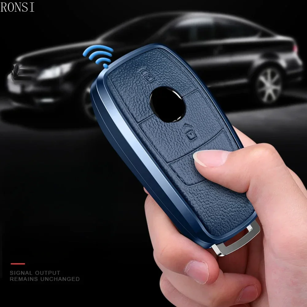 Aluminum Alloy Leather Car Remote Key Cover Case For Mercedes benz A C E S G GLS CLA Class W213 W177 W205 W222 X167 W177 AMG