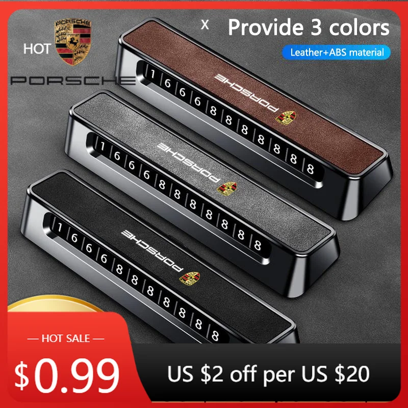 

Car Sticker For Porsche 1PC Car Temporary Parking Card Phone Numbers Plate Slide Adjustable For Porsche 911 Cayenne Cayman Panam
