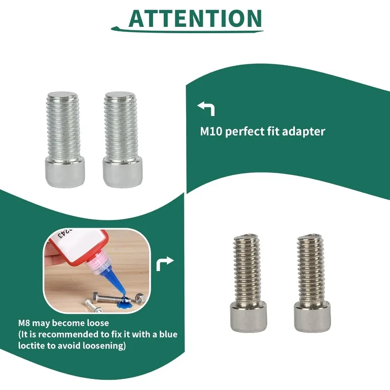 Motorcycle Mirror M10 Extenders Right Hand Threads Motorcycle Rear View Mirror Mount Risers Extenders for 10mm or 8mm Apertures 2