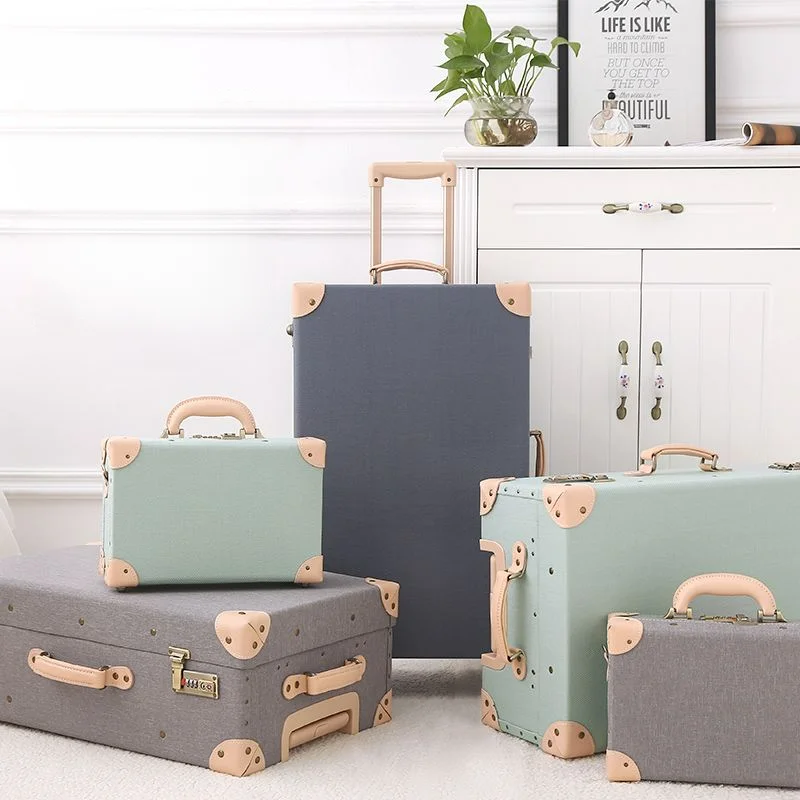 Luggage Trolley Case Carry on Luggage Set Retro Travel Suitcase Set Universal Student luggage set fashion trolley luggage bag