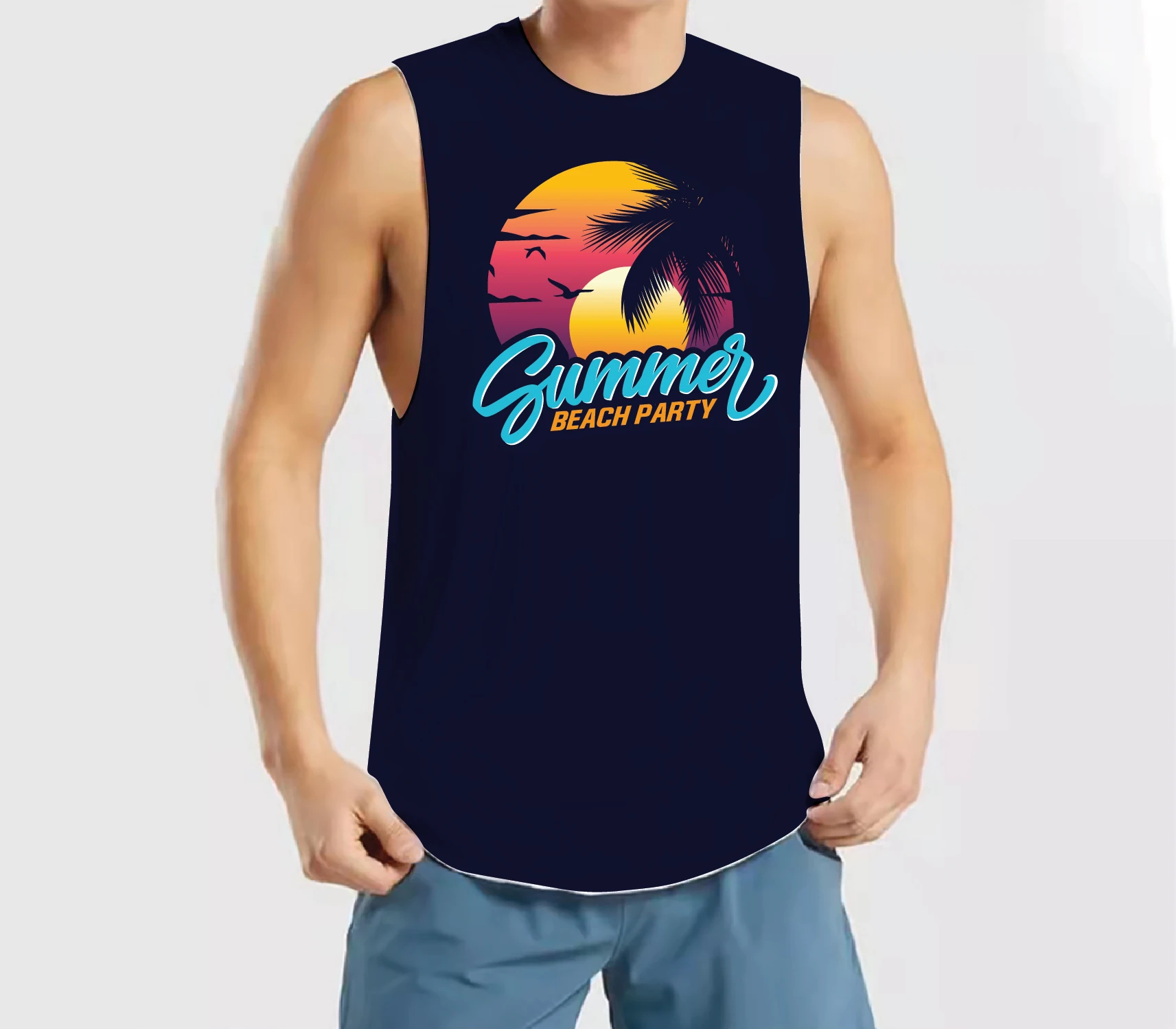 

Men's Vest Letter Printed Sleeveless Round Neck T-shirt 3D Vacation Style Printing Tees Daily Crew Neck Sports Fitness Tank Tops