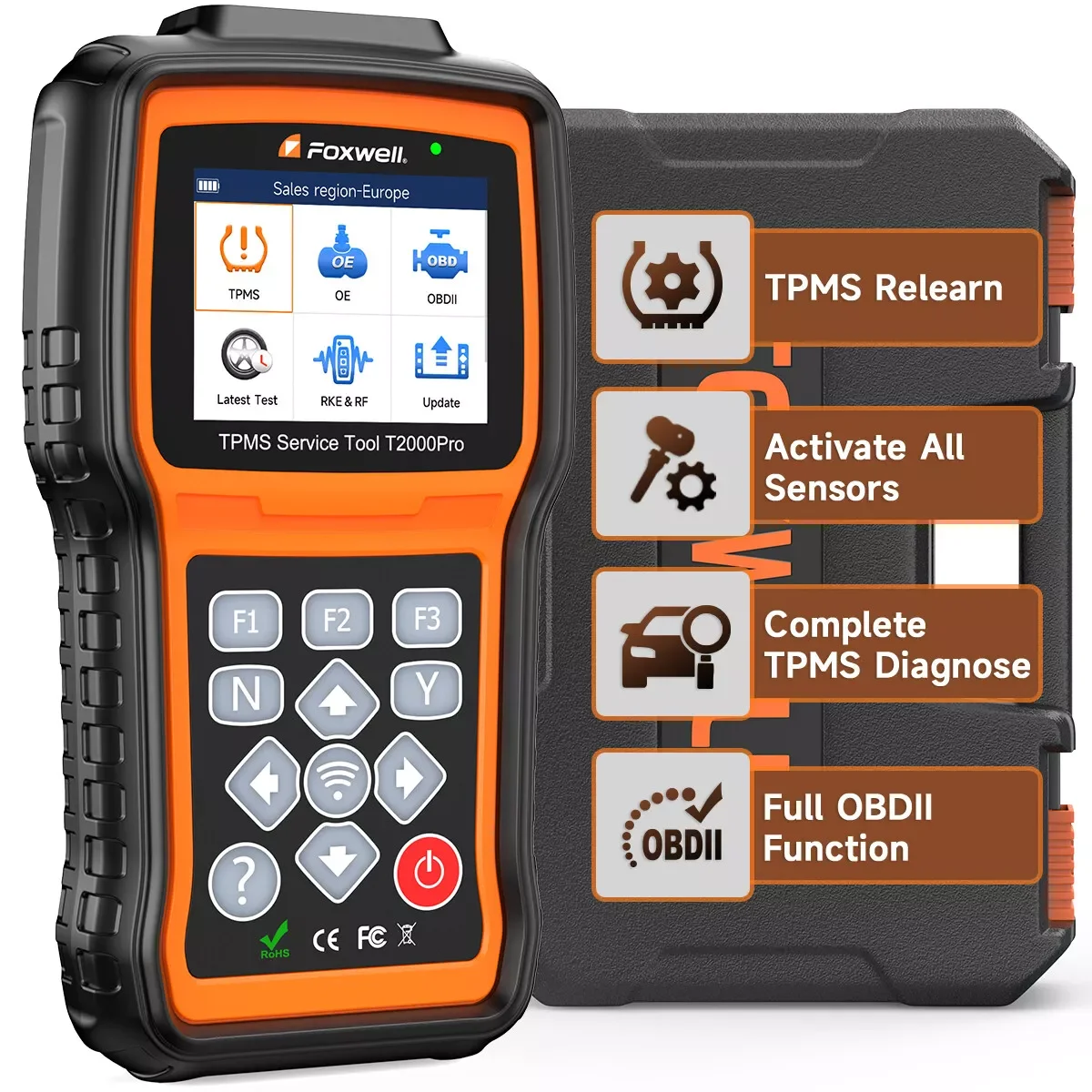 

FOXWELL T2000 Pro TPMS Programming Tool Relearn Activate Sensors OBD2 Code Reader Tire Pressure Sensor Diagnostic Tool