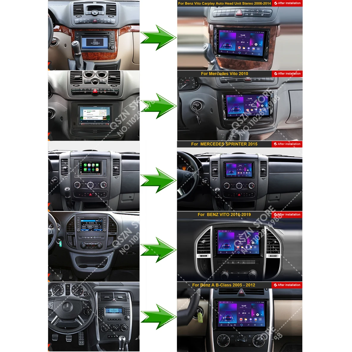 QSZN For Mercedes Benz W169 W245 B200 W906 Sprinter W639 Vito Android 13 Car Radio Multimedia Video Player GPS CarPlay Head Unit