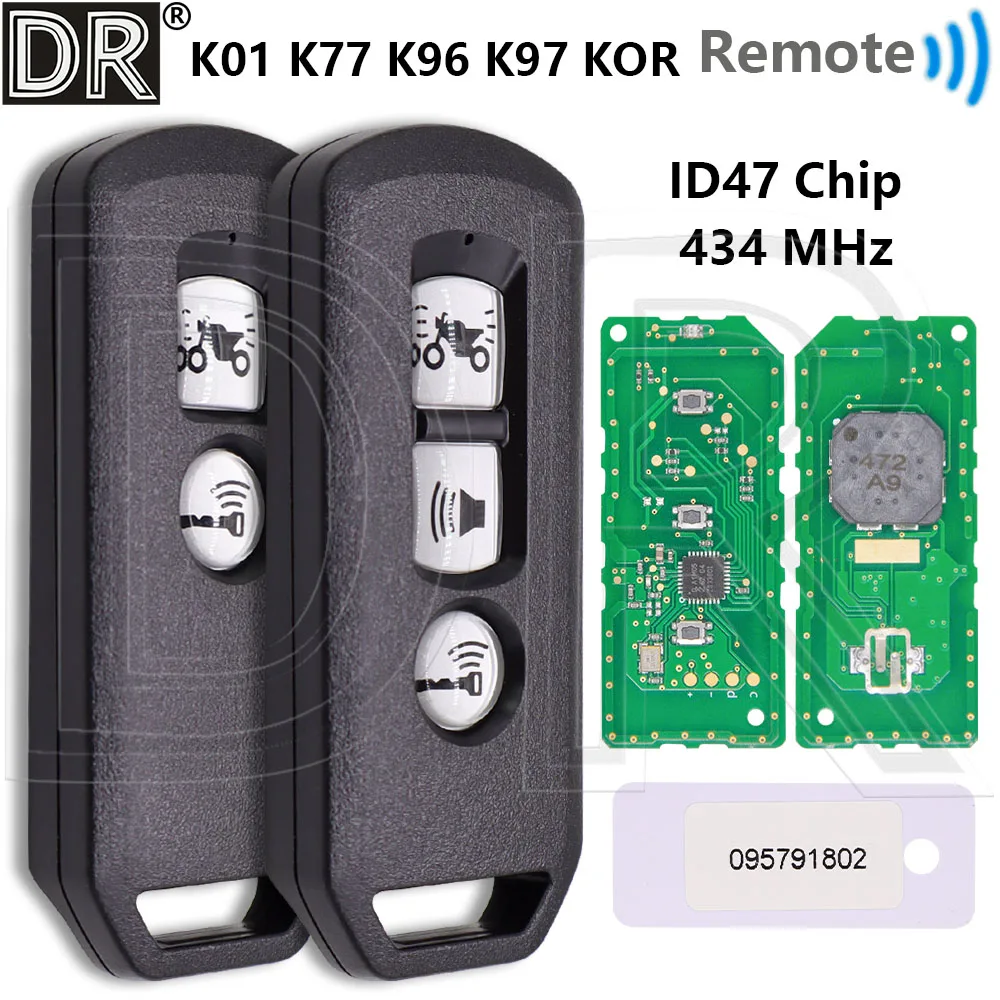 

Great K01 K77 K96 K97 ID47 Chip 433MHz Motorcycle Remote Key For Honda Motorcycle Scooter ADV SH 125i 150i 300i PCX150 Forza 300