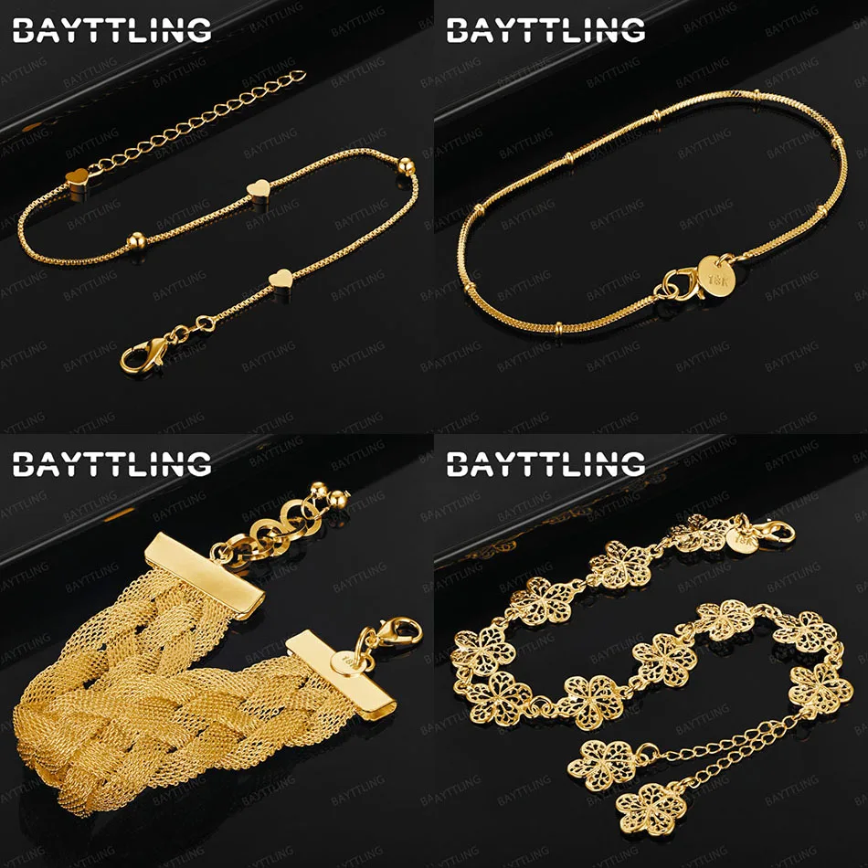 

Charm 925 Sterling Silver 18K Gold Exquisite Flower Braided Bracelet Fashion Men Women Gift Jewelry Accessories Party
