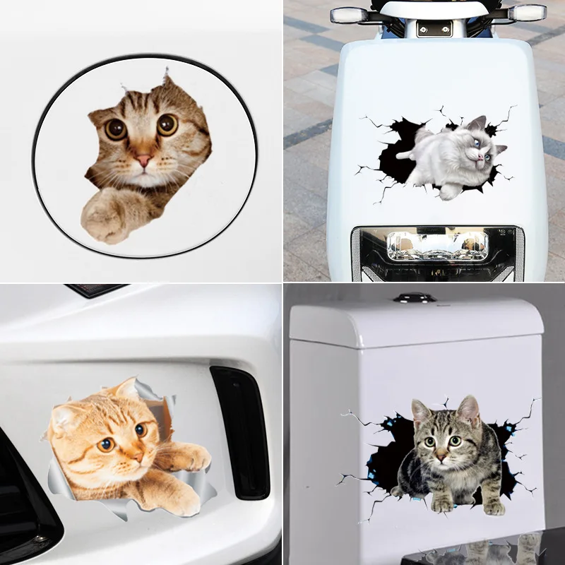 Car Stickers Creative 3D Cat Funny Car Body Scratch Masking Stickers Animal Styling Stickers Decoration Car Accessories