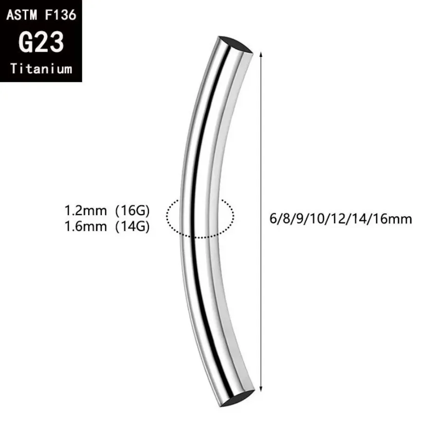 5 Pcs/Lot ASTM F136 Titanium Internal Thread Brow Piercing Banana Curved Barbell Kit Brow Tragus Lip Ringpe Body Accessories