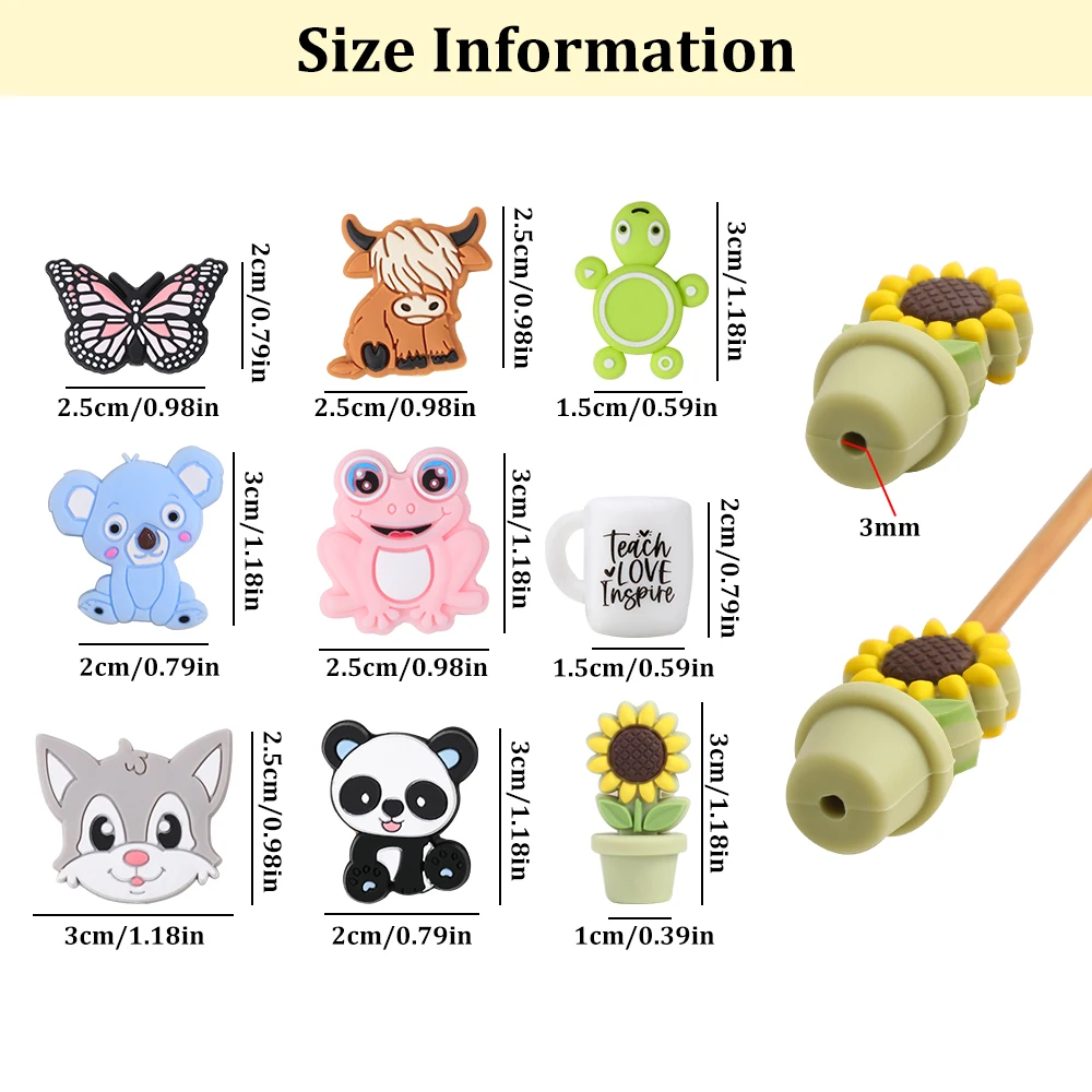 MERRYHAPY 30 Pezzi Tappi Per Matite In Silicone – Coperture Adorabili A Forma Di Frutta E Animali, Estensori Elastici Per Scrittura E Disegno, Regalo Carino Per Scuola