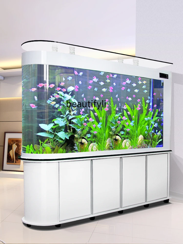 

Fish Tank Aquarium Household Medium and Large Living Room Partition Screens Fish Globe Ecological Glass Entrance