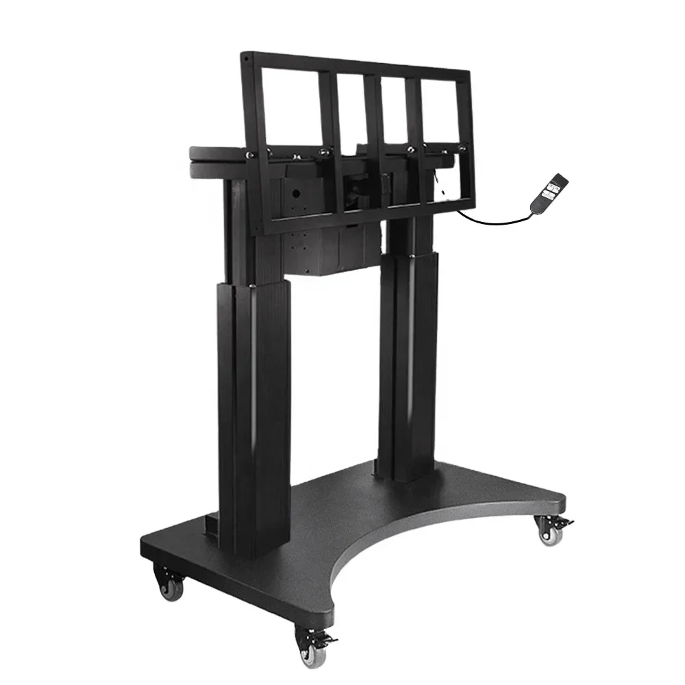 New 360 Rotating Motorised Lift 90 Degree Tilt Electric TV Stand Trolley For 55
