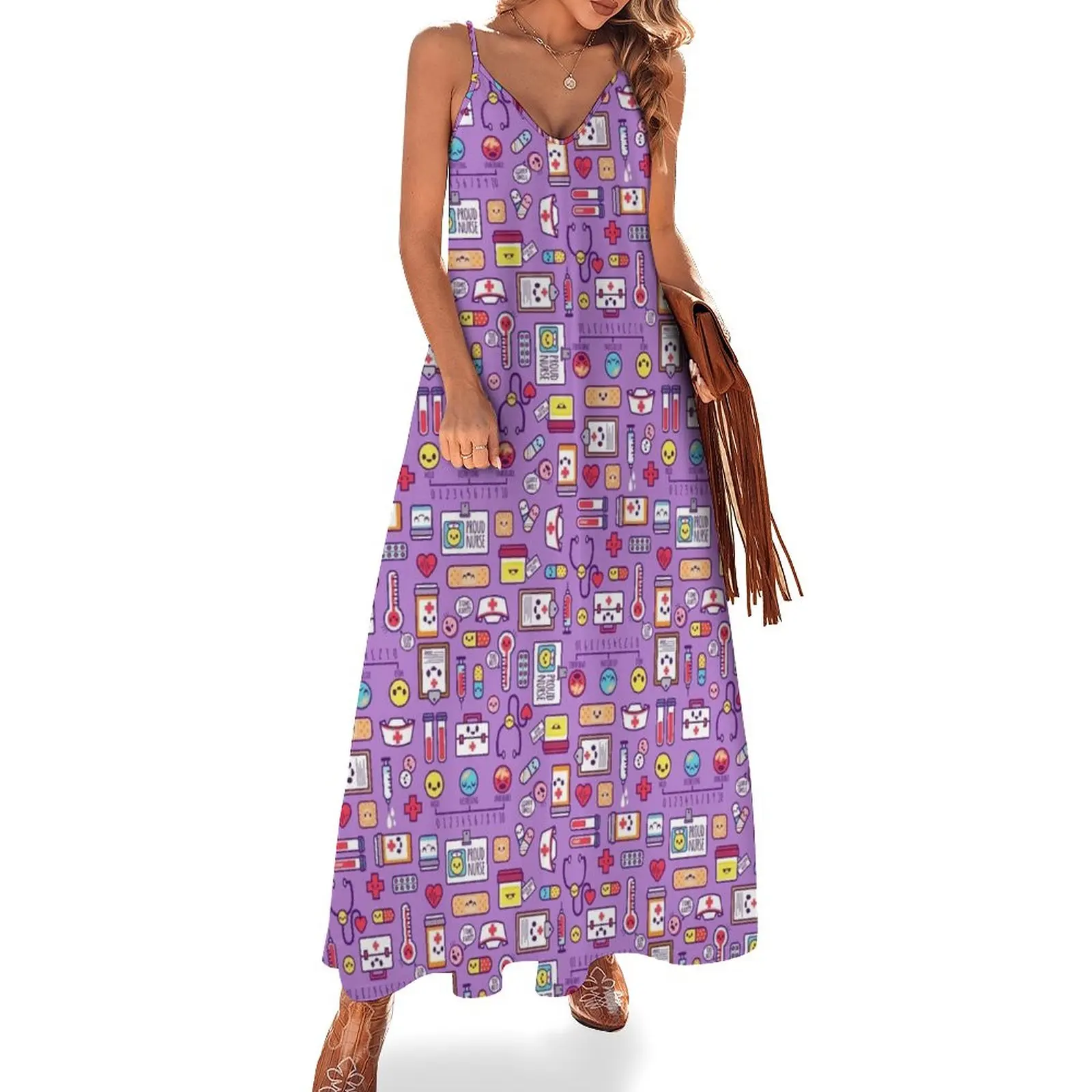 

Proud to Be a Nurse Pattern / Purple Sleeveless Dress festival outfit women Woman fashion