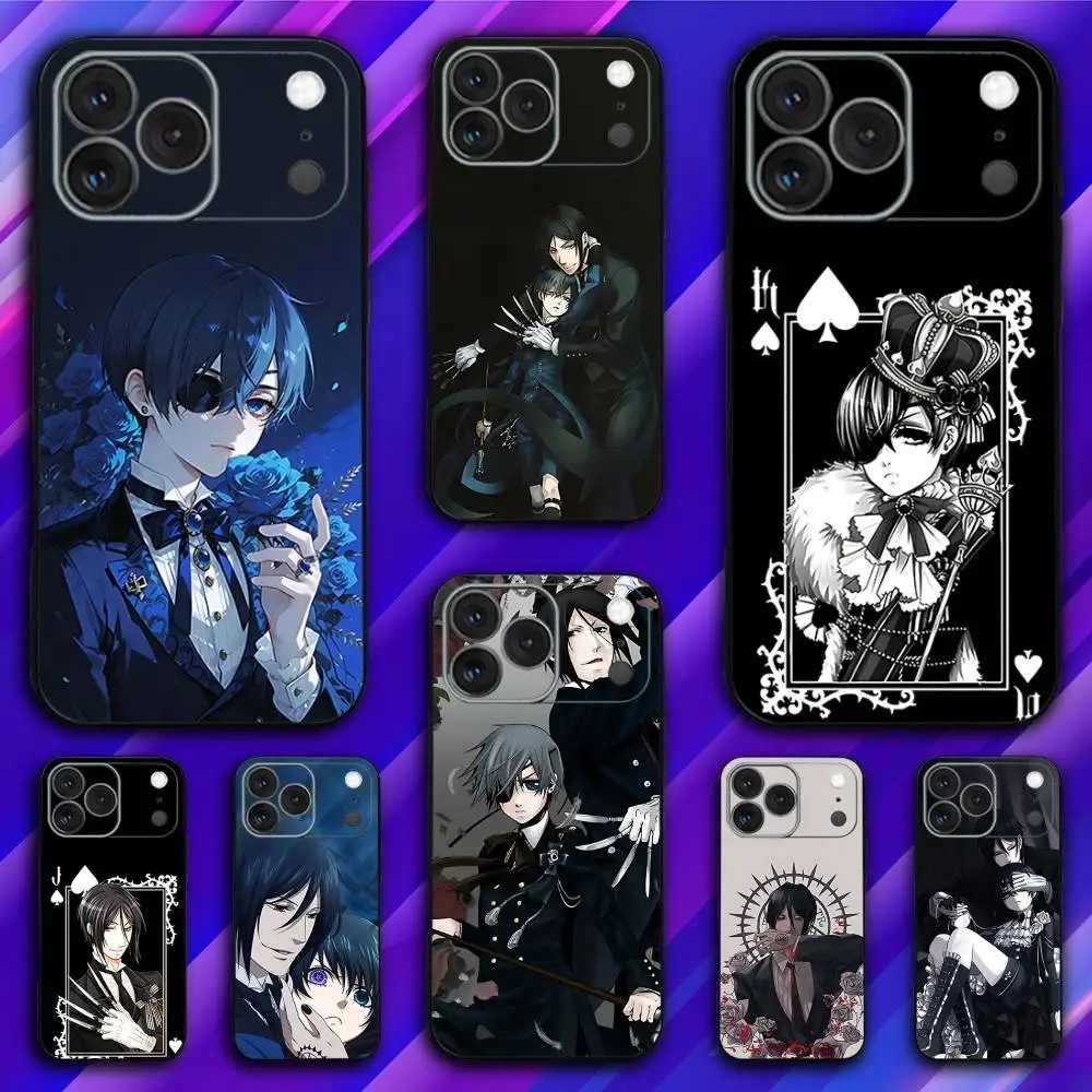 

Black Anime B-ButlerS Phone Case For iPhone 17,16,15,14,13,12,11,Pro,Max,Plus,X,XS,SE4,E,Mini,Soft Black Case