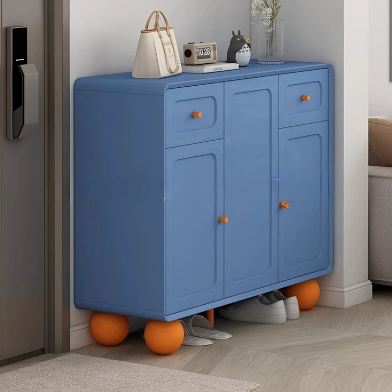 Multi-layer shoe cabinet at home door Large capacity solid wood shoe storage cabinet