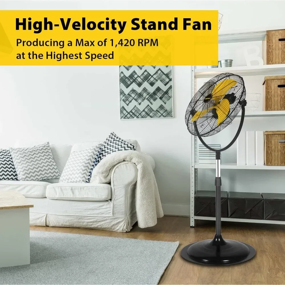 Pedestal Fan, 3-Speed High Velocity Stand Up Fans, 4,200CFM Heavy-duty Standing Fans, Pedestal Fan