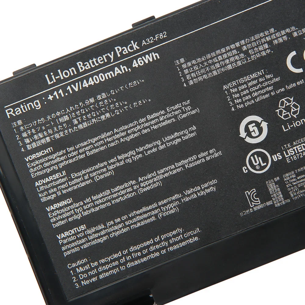 

Новая сменная батарея A32-F52 A32-F82 для ASUS X8AC K50 K40AF K40ID K40AB K40 K60 4400 мАч