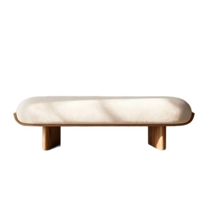 

Small apartment bedroom bedside stool, living room dining bench, simple solid wood fabric, cloakroom, shoe changing stool