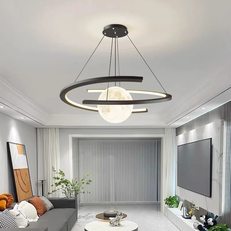 

Nordic modern magic bean moon shaped bedroom, living room, dining room decoration, chandelier