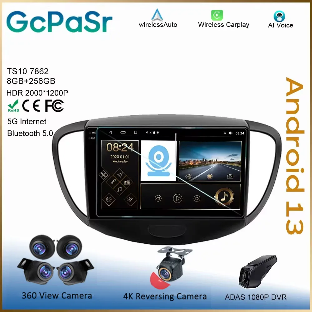 

Автомобильный GPS Android для Hyundai i10 2007-2013 головное устройство 7862 No 2din Carplay Радио Навигация Автомобильный мультимедийный монитор видеоэкран